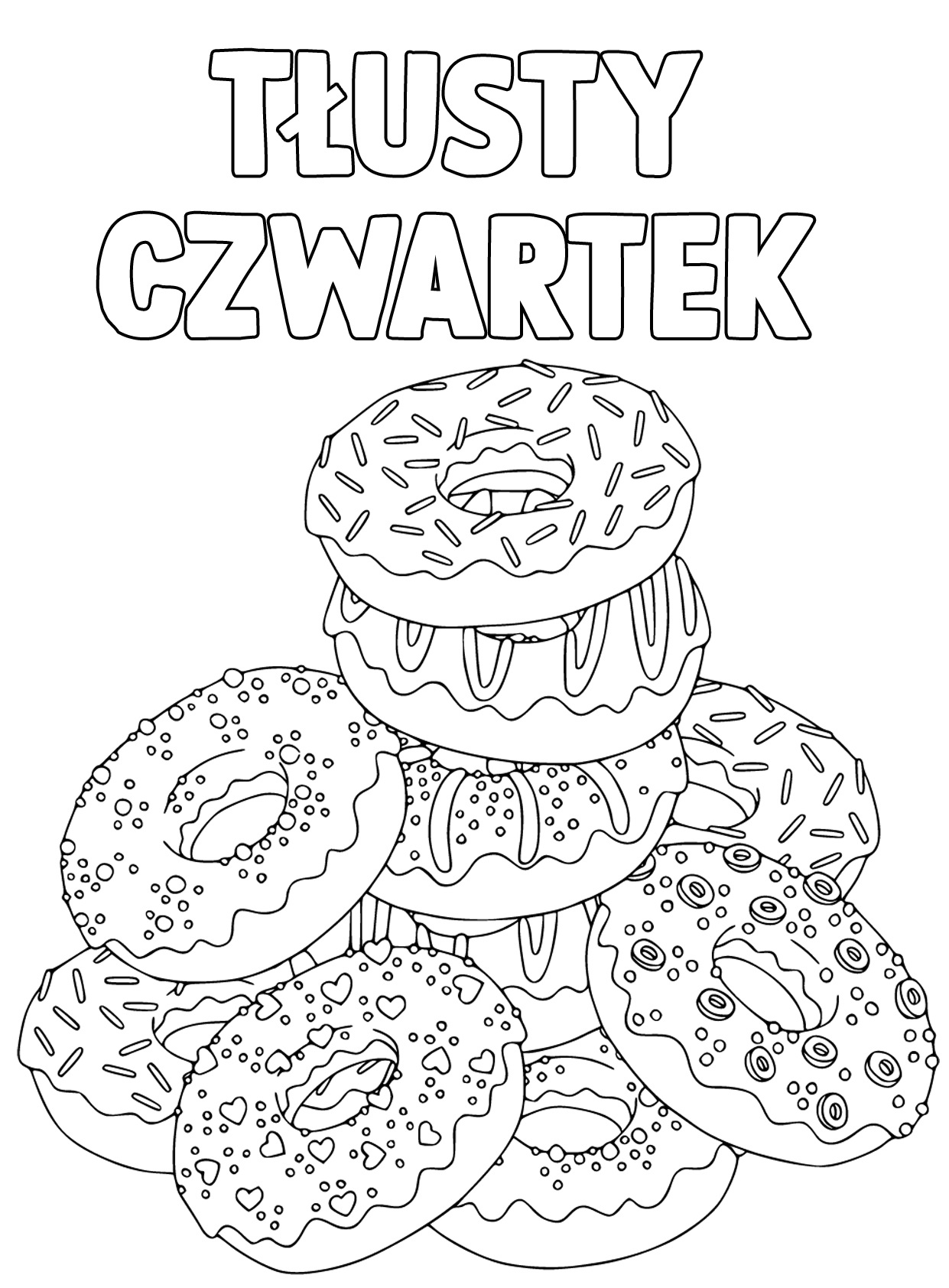 Online coloring book: Donuts ready for Fat Thursday coloring page